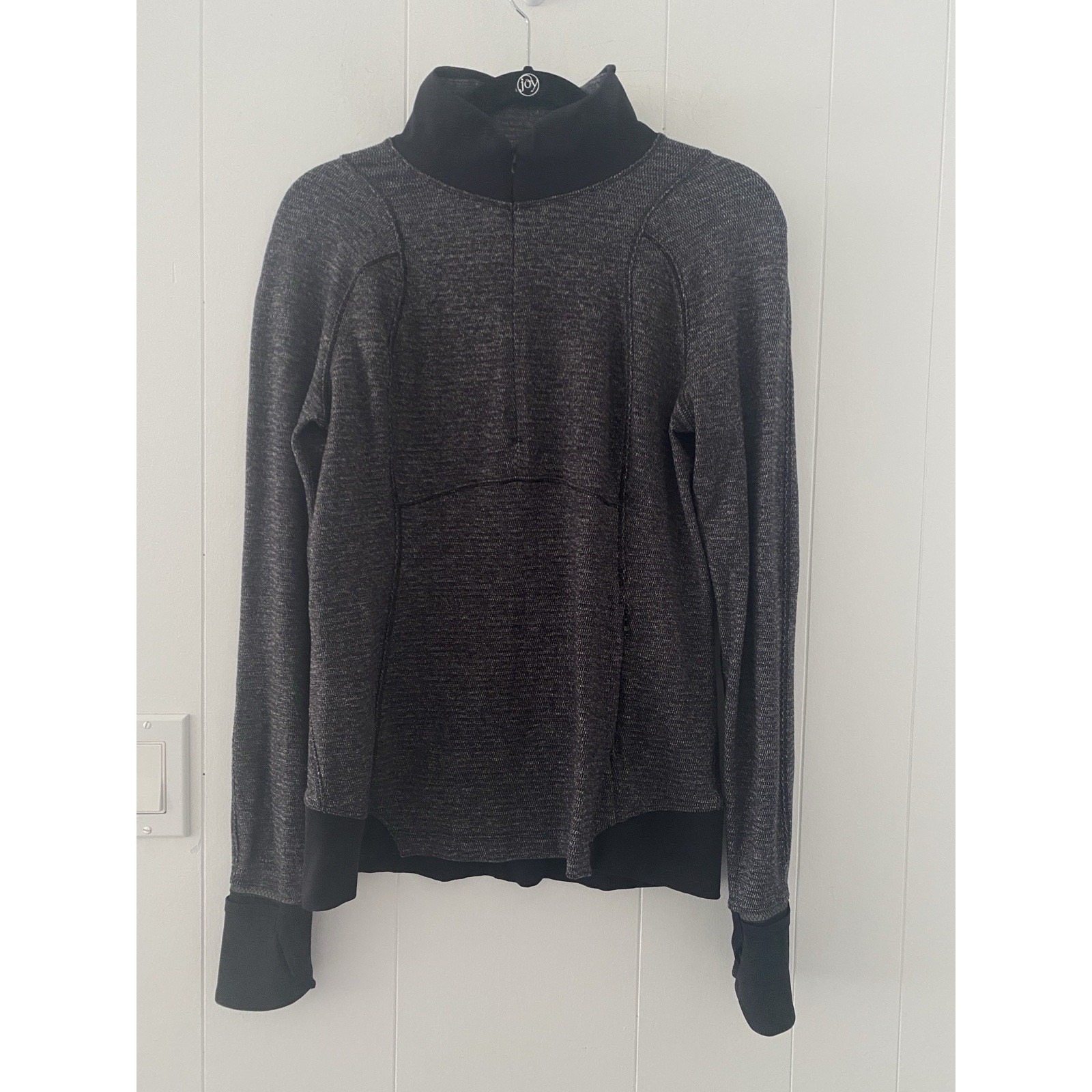 Lululemon Runderful 1/2 Zip Mini Check Heathered Pique Black Women's Sz 10
